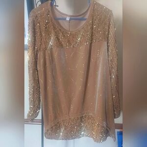 Rotita Size 1X Gold Sequin Sweater